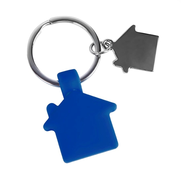 Брелок "HOME", синий, 3х3,5х0,6см,металл, силикон (Изображение 1)
