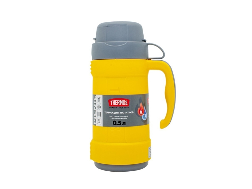 Термос со стеклянной колбой тм THERMOS PICNIC 40 Series Yellow 0,5L (Изображение 1)