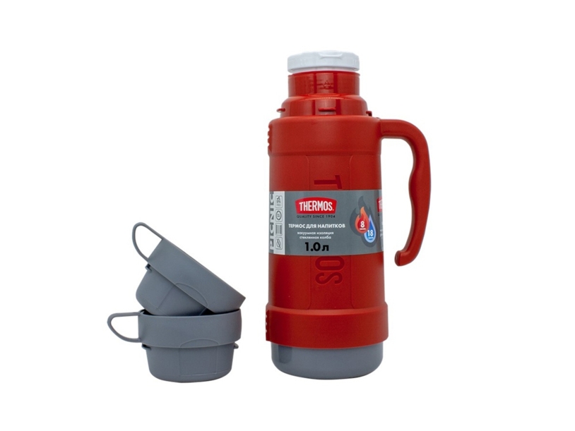 Термос со стеклянной колбой тм THERMOS PICNIC 40 Series Red 1,0L (Изображение 3)
