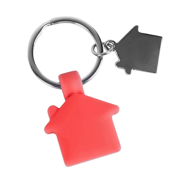 Брелок "HOME", красный, 3х3,5х0,6см,металл, силикон (Изображение 1)