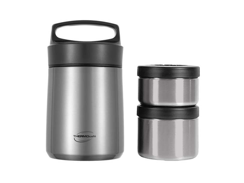 Термос с двумя контейнерами из нерж. стали тм THERMOcafe TCLB-1480SY (SS) 1,48L (Изображение 1)