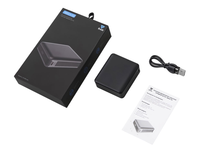 Внешний аккумулятор Brick 10 с быстрой зарядкой QC/PD, 10000 мАч (черный) 10000 mAh (Изображение 7)