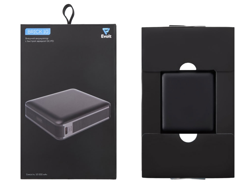 Внешний аккумулятор Brick 10 с быстрой зарядкой QC/PD, 10000 мАч (черный) 10000 mAh (Изображение 8)
