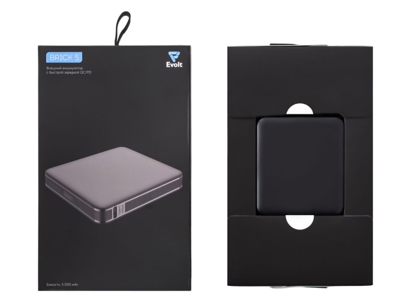 Внешний аккумулятор Brick 5 с быстрой зарядкой PD, 5000 мАч (черный) 5000 mAh (Изображение 8)