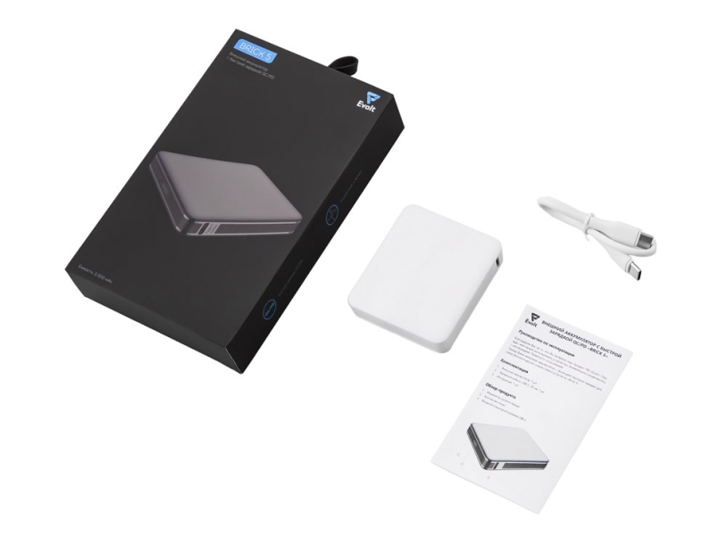 Внешний аккумулятор Brick 5 с быстрой зарядкой PD, 5000 мАч (белый) 5000 mAh (Изображение 7)