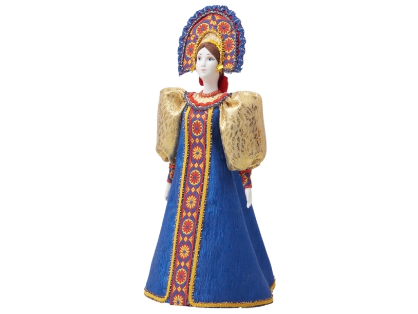 Подарочный набор: кукла фарфоровая, мёд с миксом из орехов (синий/красный/коричневый/разноцветный)  (Изображение 7)