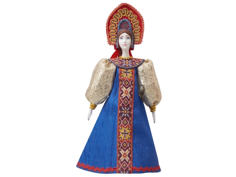 Подарочный набор: кукла фарфоровая, мёд с миксом из орехов (синий/красный/коричневый/разноцветный)  (Изображение 15)