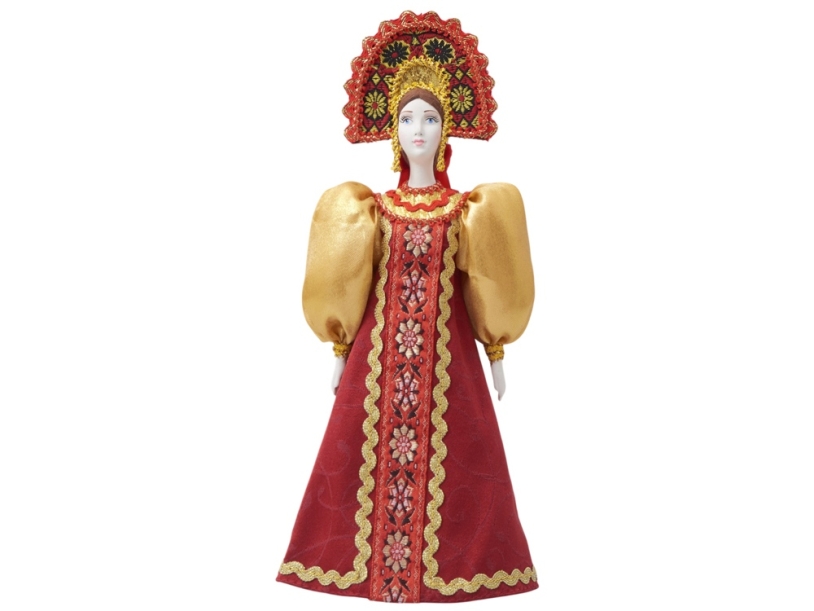 Подарочный набор: кукла фарфоровая, мёд с миксом из орехов (красный/голубой/коричневый/разноцветный)  (Изображение 15)