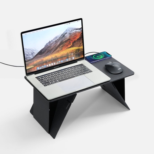 Складной стол для ноутбука с беспроводной зарядкой Kickstand Table, серый (Изображение 1)