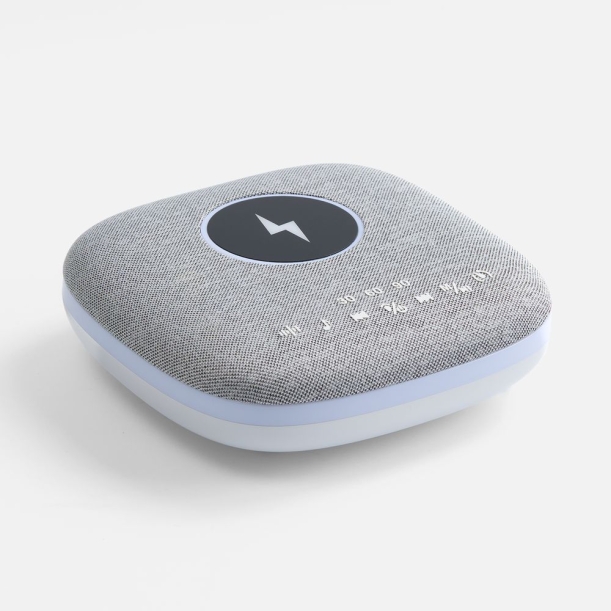 Bluetooth колонка с беспроводной зарядкой и подсветкой Terrafonic, серая (Изображение 2)
