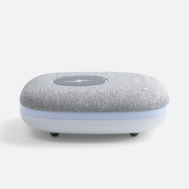 Bluetooth колонка с беспроводной зарядкой и подсветкой Terrafonic, серая (Изображение 3)
