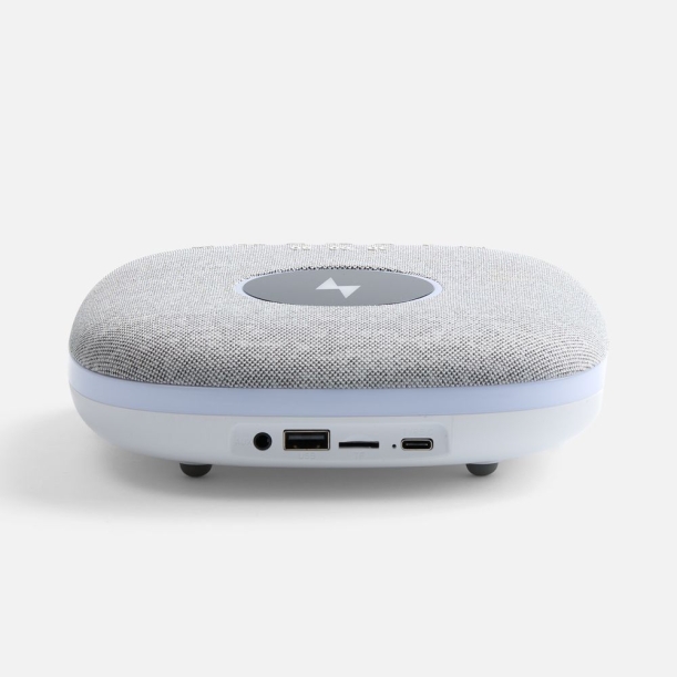 Bluetooth колонка с беспроводной зарядкой и подсветкой Terrafonic, серая (Изображение 4)