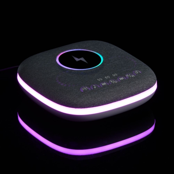Bluetooth колонка с беспроводной зарядкой и подсветкой Terrafonic, серая (Изображение 9)