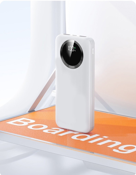 Зарядное устройство "Phantom" 10000 mAh с 4мя встроенными кабелями и цифровым индикатором заряда (белый) (Изображение 3)