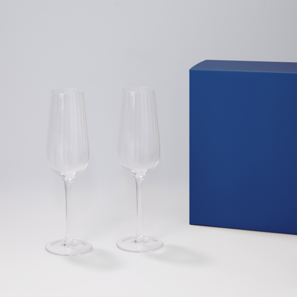Подарочный набор 2 бокала для шампанского Blanche в  синей коробке (Изображение 1)