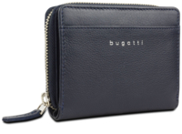 Кошелёк женский BUGATTI Lady Top, на молнии, тёмно-синий, натуральная воловья кожа, 12х2,5х9 см