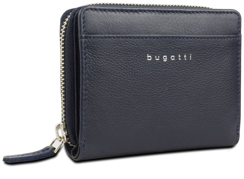 Кошелёк женский BUGATTI Lady Top, на молнии, тёмно-синий, натуральная воловья кожа, 12х2,5х9 см (Изображение 1)