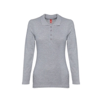 Рубашка-поло женская BERN WOMEN, д/р, серый меланж, 2XL, 85% хлопок, 15% вискоза, плотность 210 г/м2