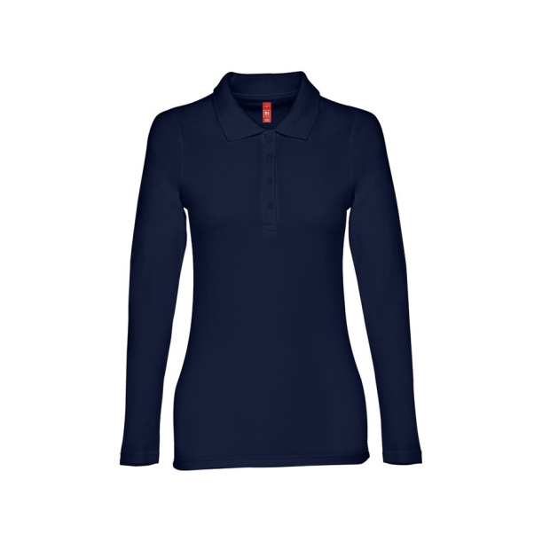 Рубашка-поло женская BERN WOMEN, д/р, тёмно-синий, 2XL, 100% хлопок, плотность 210 г/м2 (Изображение 1)