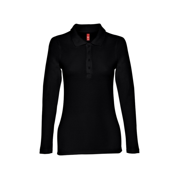 Рубашка-поло женская BERN WOMEN, д/р, чёрный, 2XL, 100% хлопок, плотность 210 г/м2 (Изображение 1)