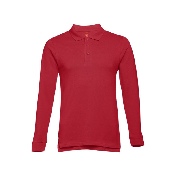 Рубашка-поло мужская BERN, д/р, бордовый, 2XL, 100% хлопок, плотность 210 г/м2 (Изображение 1)