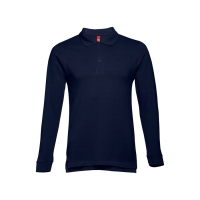 Рубашка-поло мужская BERN, д/р, тёмно-синий, 5XL, 100% хлопок, плотность 210 г/м2