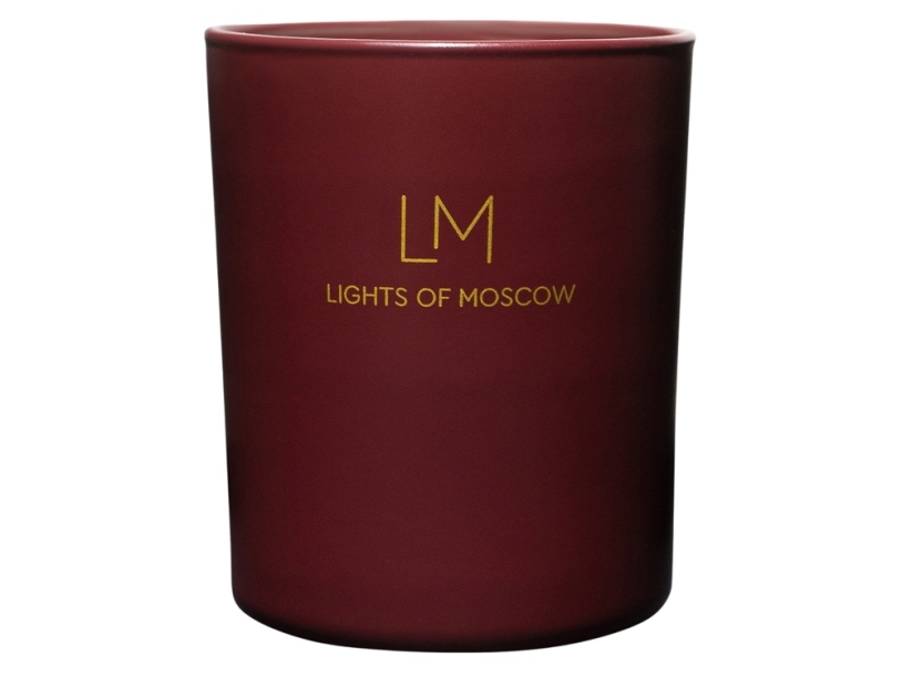 Ароматическая свеча в бордовом стакане Sunset, коллекция Exclusive, 250 мл (красный) С лого (Изображение 2)