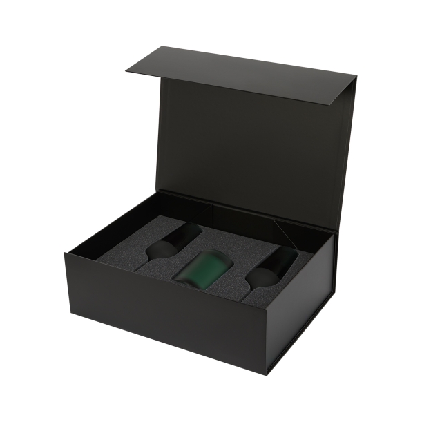 Подарочный набор свеча Enigma + 2 бокала для шампанского Emerald в черной коробке (Изображение 3)