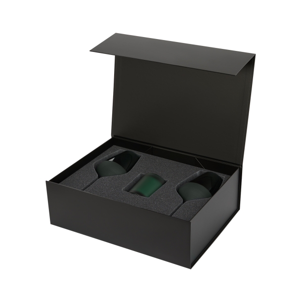 Подарочный набор свеча Enigma + 2 бокала для вина Emerald в черной коробке (Изображение 3)