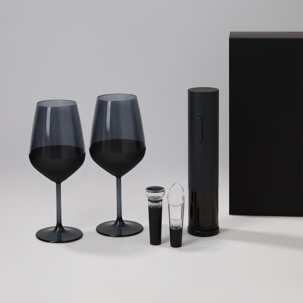 Подарочный набор 2 бокала для вина Black Edition + набор для вина Sacramento в черной коробке (Изображение 1)