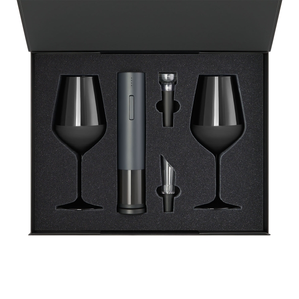Подарочный набор 2 бокала для вина Black Edition + набор для вина Sacramento в черной коробке (Изображение 2)