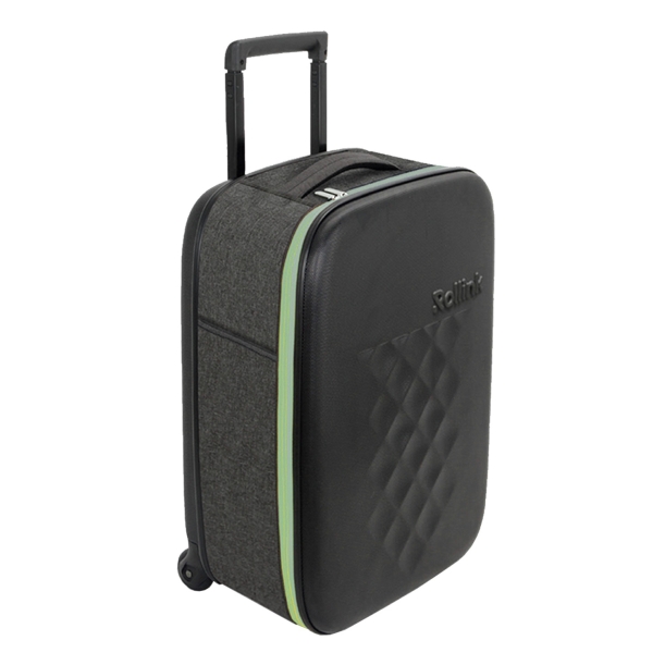 Чемодан складной Rollink Earth 55x40x20 см, 2 колеса, черный/зеленый (Изображение 2)