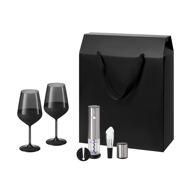 Подарочный набор Black Edition, Vintaro (2 бокала + набор для вина) (Изображение 1)