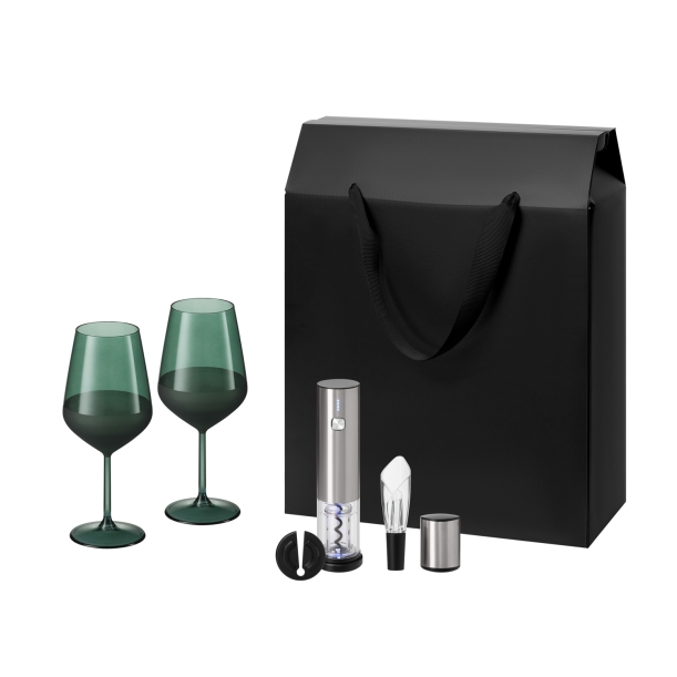 Подарочный набор Emerald, Vintaro (2 бокала + набор для вина) (Изображение 1)