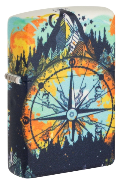 Зажигалка ZIPPO Compass с покрытием Glow In The Dark Green, латунь/сталь, разноцветная, 38x13x57 мм (Изображение 1)