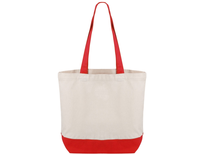 Сумка для шоппинга Cotton из переработанного хлопка, 280 г/м2 (натуральный/красный)  (Изображение 2)