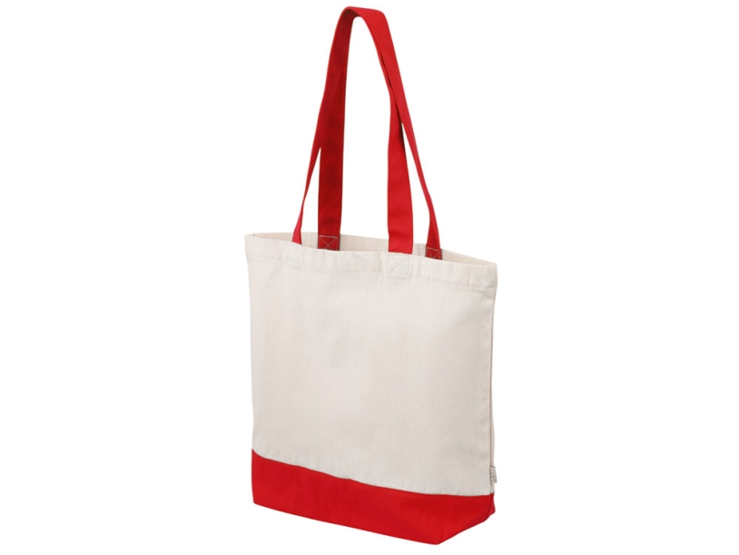 Сумка для шоппинга Cotton из переработанного хлопка, 280 г/м2 (натуральный/красный)  (Изображение 3)