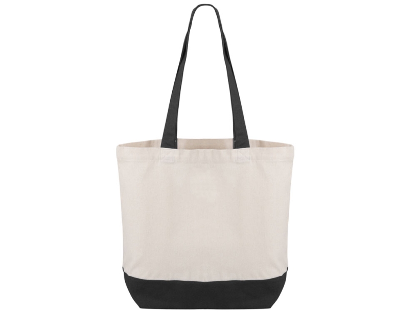 Сумка для шоппинга Cotton из переработанного хлопка, 280 г/м2 (натуральный/черный)  (Изображение 2)