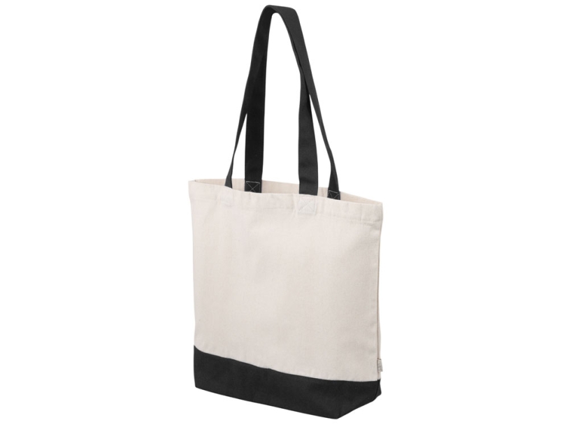 Сумка для шоппинга Cotton из переработанного хлопка, 280 г/м2 (натуральный/черный)  (Изображение 3)