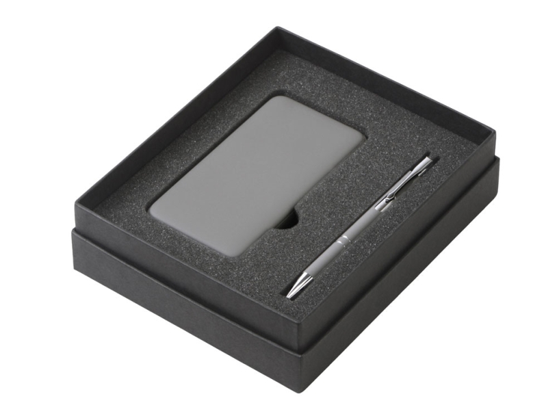 Подарочный набор Color it с металлической ручкой и повербанком (серый) 10000 mAh (Изображение 2)