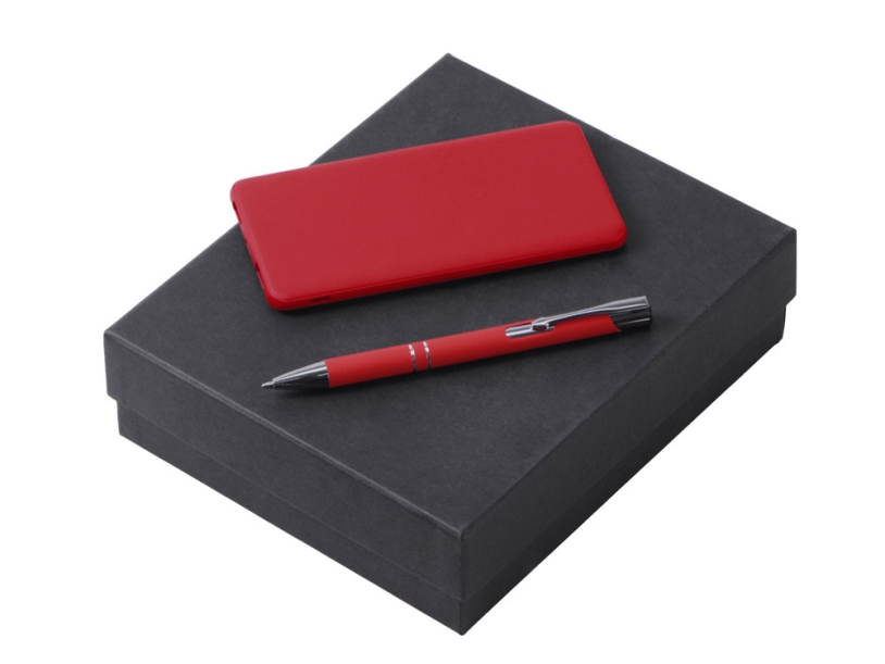 Подарочный набор Color it с металлической ручкой и повербанком (красный) 5000 mAh (Изображение 1)