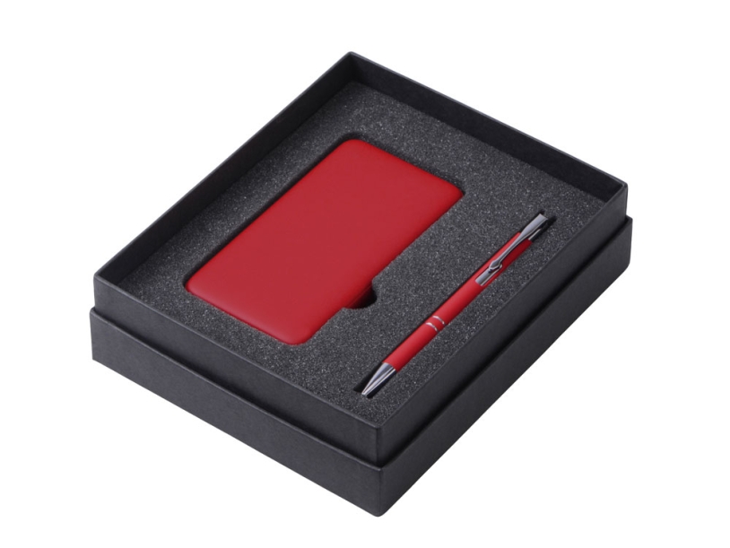 Подарочный набор Color it с металлической ручкой и повербанком (красный) 10000 mAh (Изображение 2)
