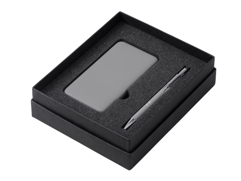 Подарочный набор Color it с металлической ручкой и повербанком (серый) 5000 mAh (Изображение 2)