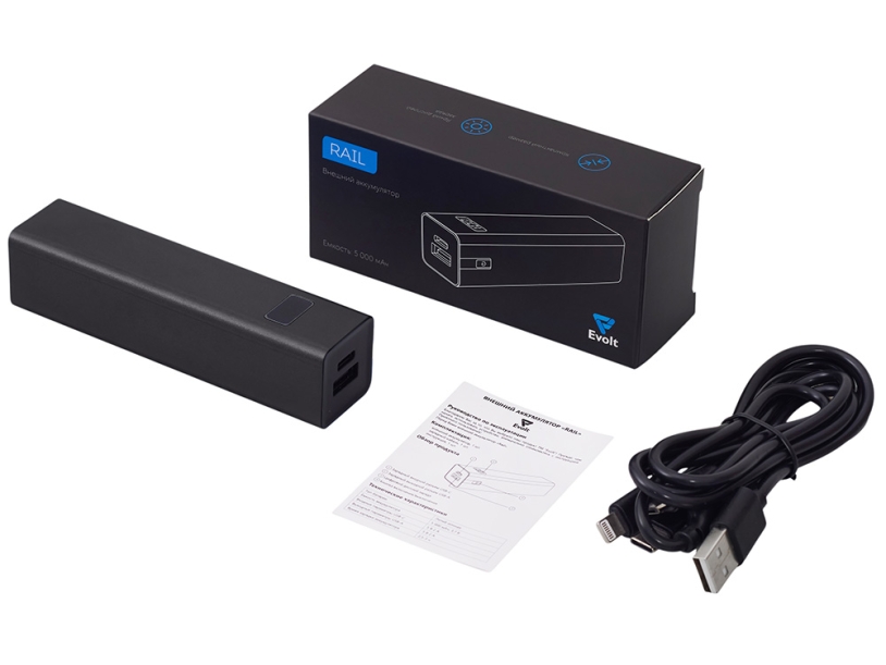 Внешний аккумулятор Rail c дисплеем, 5000 mAh (черный)  (Изображение 8)