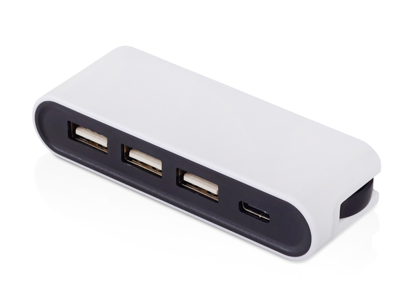 USB-хаб Hubix с коннектором 2-в-1 USB-C и USB-A, 2.0, белый (Изображение 1)