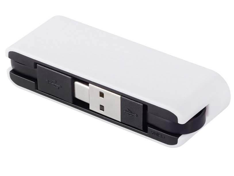 USB-хаб Hubix с коннектором 2-в-1 USB-C и USB-A, 2.0, белый (Изображение 2)