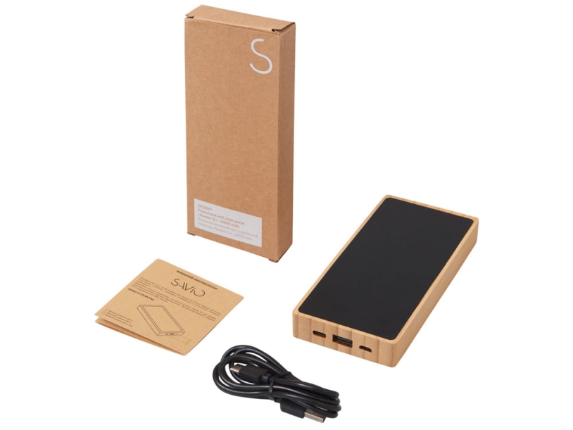 Внешний аккумулятор с подсветкой лого и солнечной панелью Reedia S1, 10000 mAh, бамбук, черный (Изображение 8)
