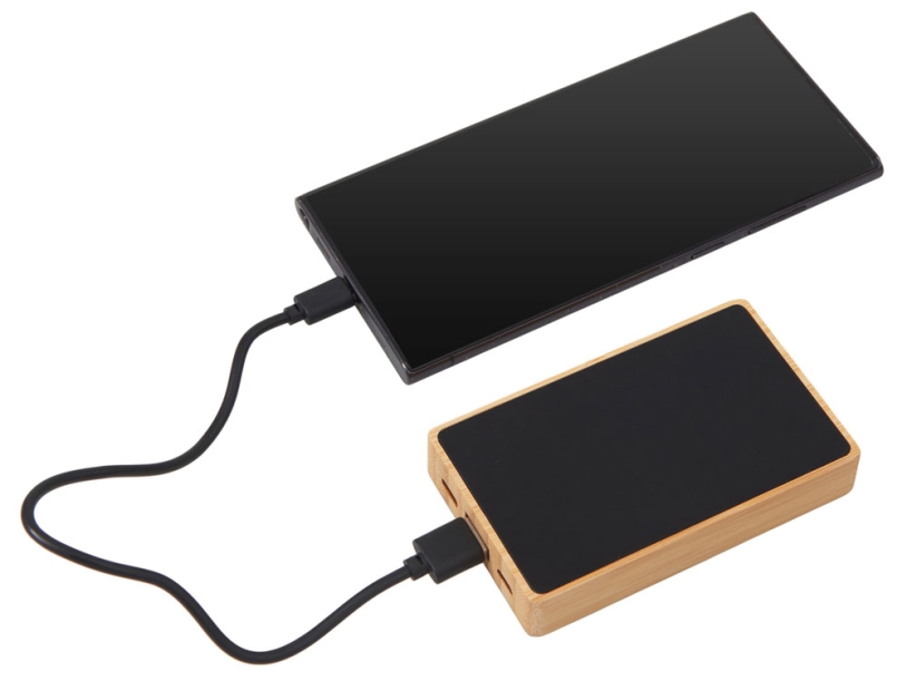 Внешний аккумулятор с подсветкой лого Reedia S2, 5000 mAh, бамбук, черный (Изображение 2)