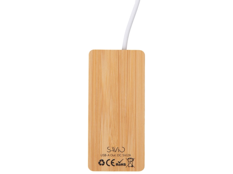 USB хаб с подсветкой лого Reedia S5, 3*USB, 1*Type C, бамбук, черный (Изображение 5)