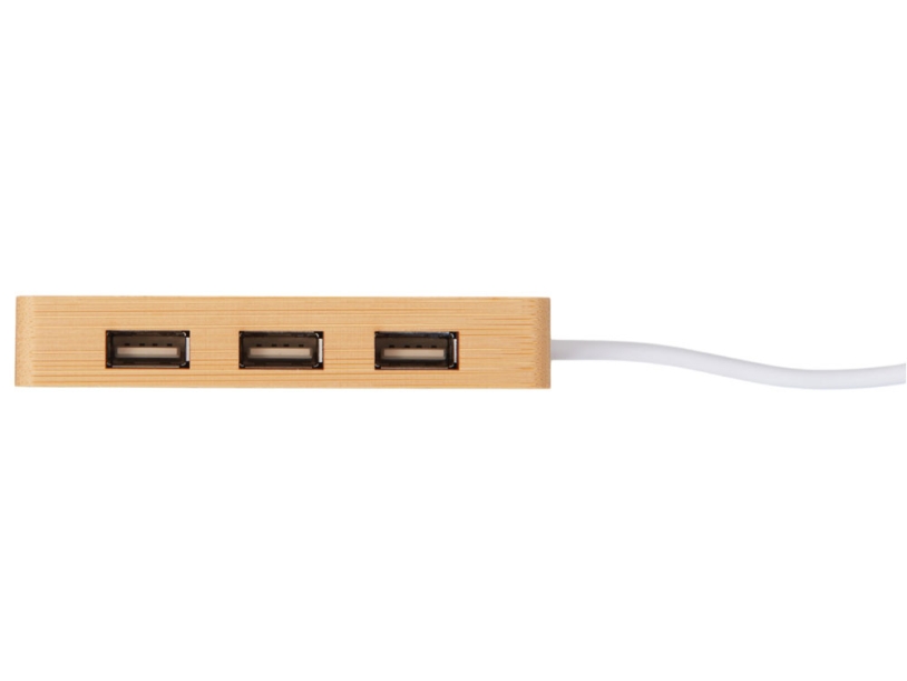 USB хаб с подсветкой лого Reedia S5, 3*USB, 1*Type C, бамбук, черный (Изображение 6)